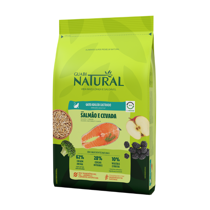 GUABI NATURAL GATO CASTRADO SALMON Y CEBADA 7.5 KILOS